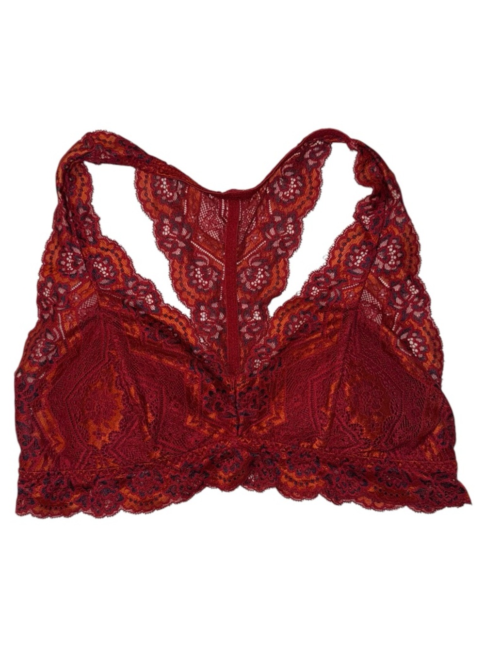 Gilligan & O’Malley Lace Racerback Bralette – Burgundy/Red – Size M